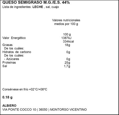 Queso provolone dulce Albiero 180g 
