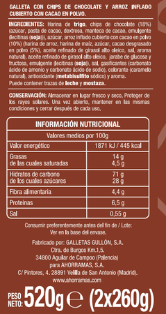 Galletas choco crujientes Alipende 520g