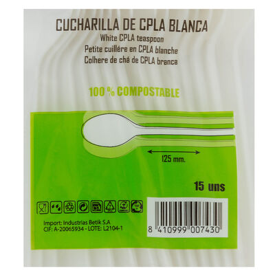 Cucharillas ecol&oacute;gicas Betik 15 uds compostables y biodegradables en ma&iacute;z