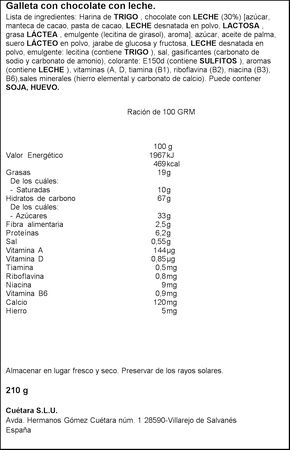 Galletas de chocolate Tostarica Cuétara 210g