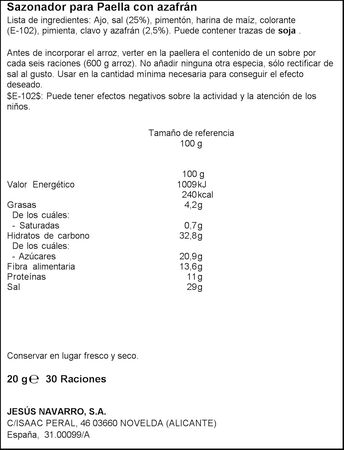 Paellero Carmencita 20g 5 sobres