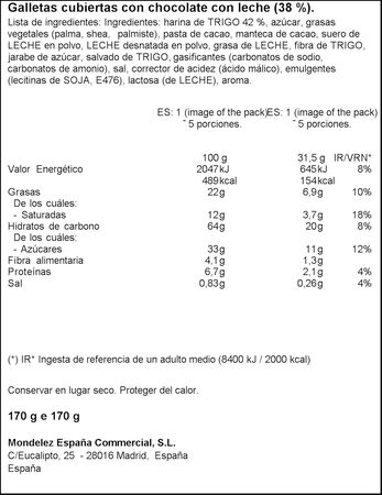 Galletas de chocolate finas Fontaneda 170g