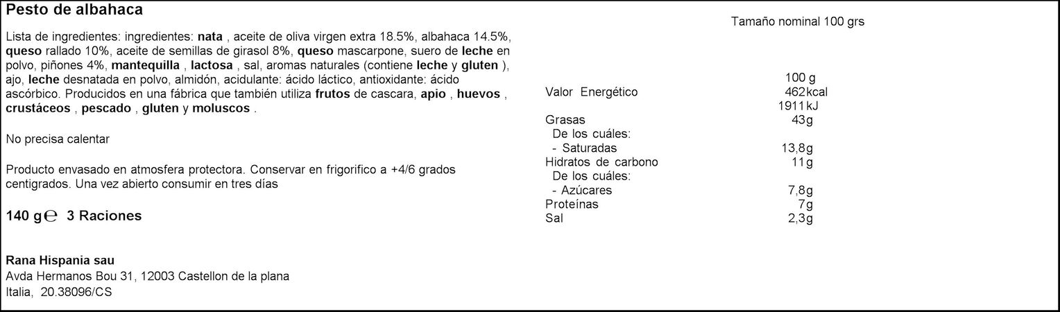 Salsa Rana 140g pesto de albahaca