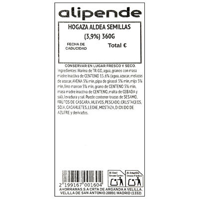 Hogaza Aldea Semillas (3,9%) 360g