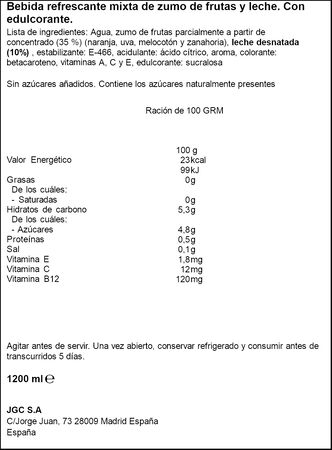 Zumo de fruta + leche sabor mediterr&aacute;neo sin az&uacute;cares a&ntilde;adidos Don Simon pack 6