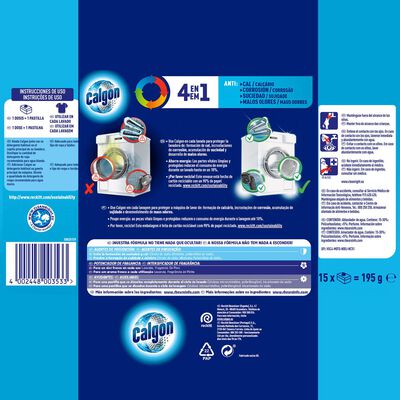 Antical en pastillas Calgon 15 uds contra cal suciedad y malos olores