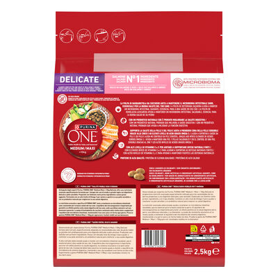 Alimento para perro PURINA ONE® MEDIUM/MAXI >10kg Delicate Salmón y Arroz 2,5kg