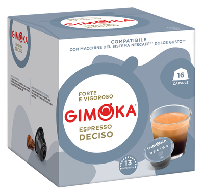 C&aacute;psulas de caf&eacute; compatibles con Dolce Gusto espresso deciso Gimoka 16 c&aacute;psulas 