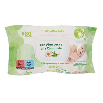 Toallitas beb&eacute; Bodyplus 80 uds aloe vera camomila