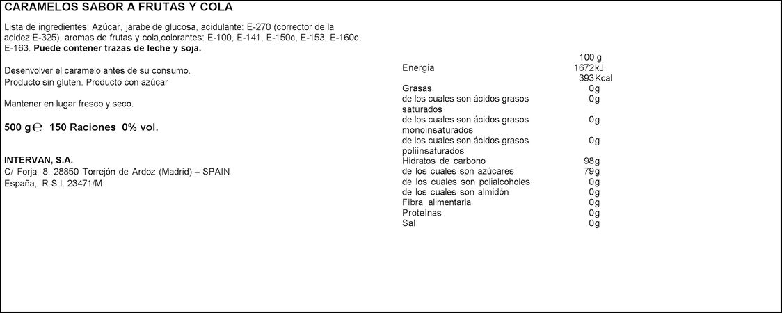 Caramelos Pictolín 500g cristal sabores