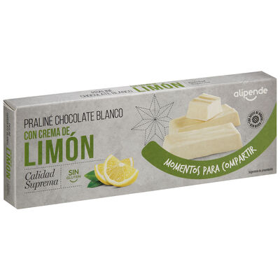 Praliné con chocolate blanco y crema de limón Alipende 150g