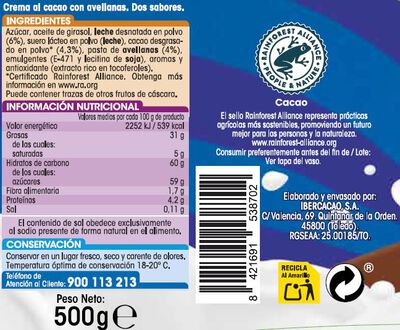 Crema de cacao y avellana dúo Alipende 500g