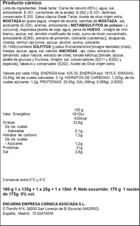 Steak Tartar Marinado Casa de Vacas 180g