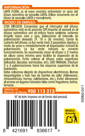 Ambientador autom&aacute;tico Lanta recambio Floral