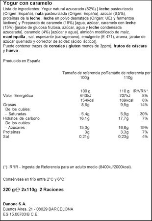 Yogur estilo griego Oikos pack 2 caramelo