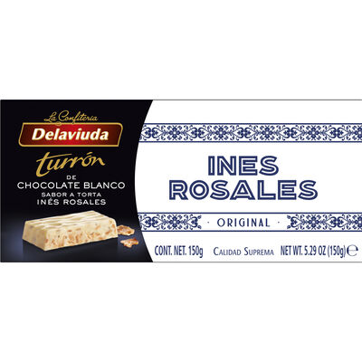 Turr&oacute;n crujiente de chocolate blanco sabor a torta de Ines Rosales Delaviuda 150g