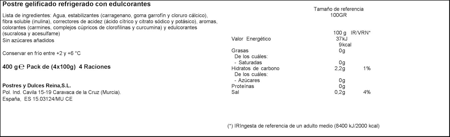 Gelatina gelli light Reina pack 4 sabores