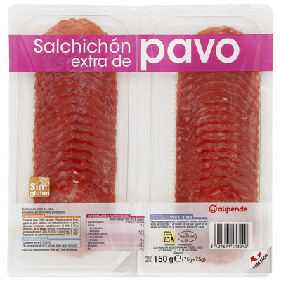 Salchich&oacute;n de pavo en lonchas Alipende pack 2 de 75g