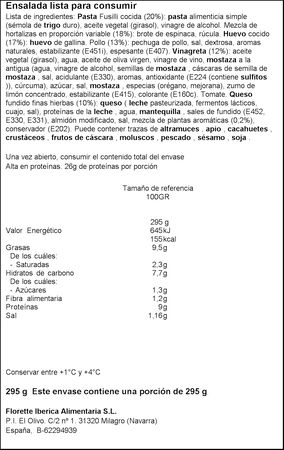 Ensalada completa de pollo y huevo Florette 295g