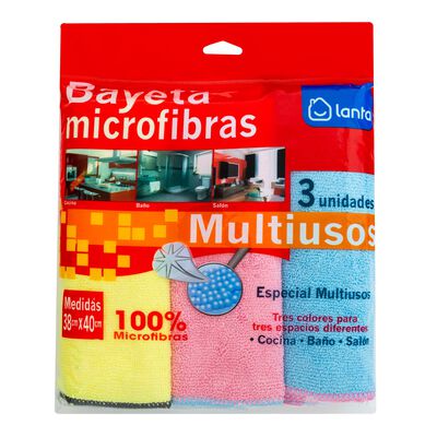 Bayeta de microfibra Lanta 3 uds multiusos