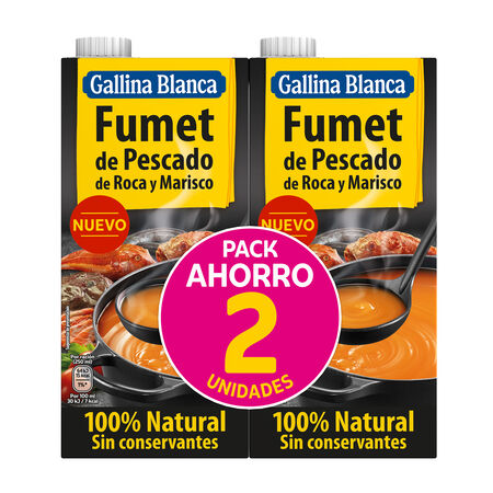 Caldo fumet de pescado y marisco Gallina Blanca 1l pack 2