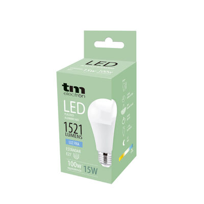 Bombilla Led esf&eacute;rica e27 pl&aacute;stico TM a65 15W fr&iacute;a