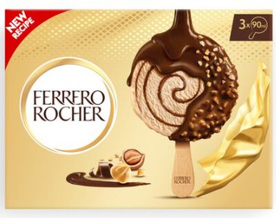 Helado con tres unidades clásico Ferrero Rocher