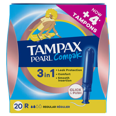 Tampon con aplicador pearl compak Tampax 20 unidades regular