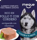 Comida húmeda perro Meque rico en pollo con cordero 300g