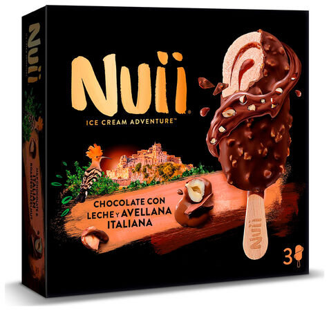 Helado Nuii 3 uds chocolate con leche y avellana italiana