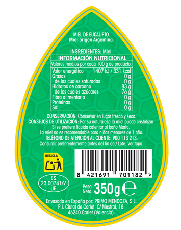 Miel de eucalipto antigoteo Alipende 350g