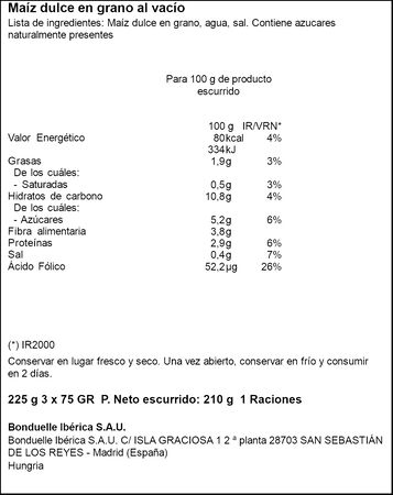 Maiz dulce en grano Bonduelle pack 3 un toque