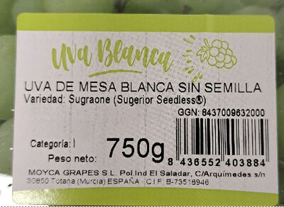 Uva blanca sin semilla 750g