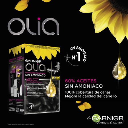 Tinte de cabello sin amoníaco Garnier Olia nº 1.0 negro profundo
