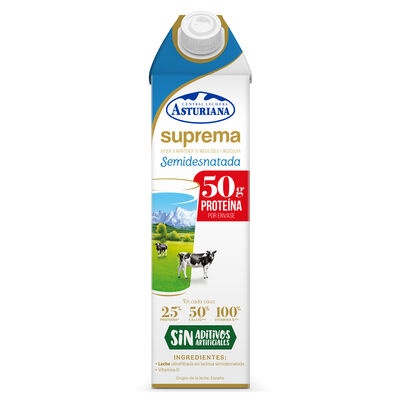 Leche sin lactosa Asturiana 1L suprema semidesnatada