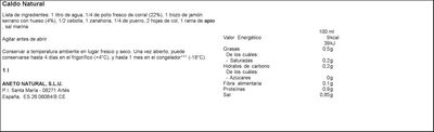 Caldo natural de pollo con jam&oacute;n Aneto 1l