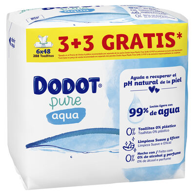Toallitas h&uacute;medas infantiles Dodot 6x48u Aqua