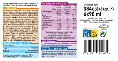 Helado bomb&oacute;n Alipende 6 uds crocanti y cacao