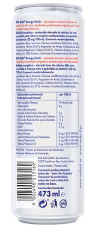 Bebida energ&eacute;tica red Bull 473ml
