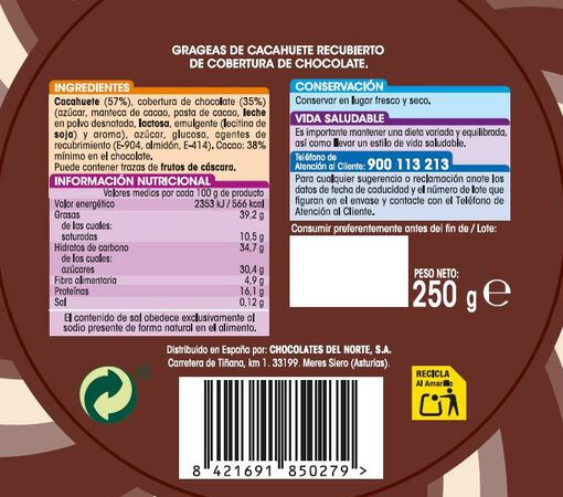 Cacahuetes Alipende 250g recubiertos de chocolate