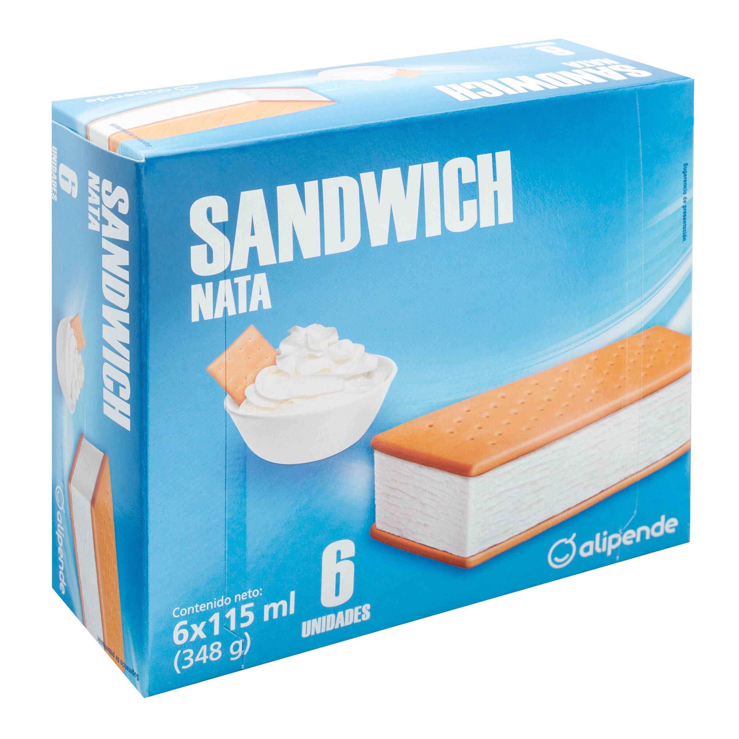 Helado sandwich Alipende 6 uds nata