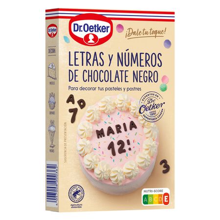 Letras y números para repostería Dr Oetker 60g chocolate