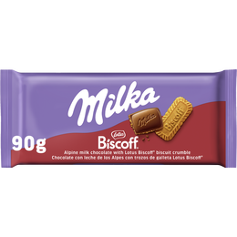 Chocolate con leche Milka y galleta lotus Biscoff 90g