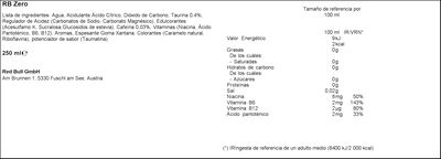 Bebida energética zero Red Bull 25cl