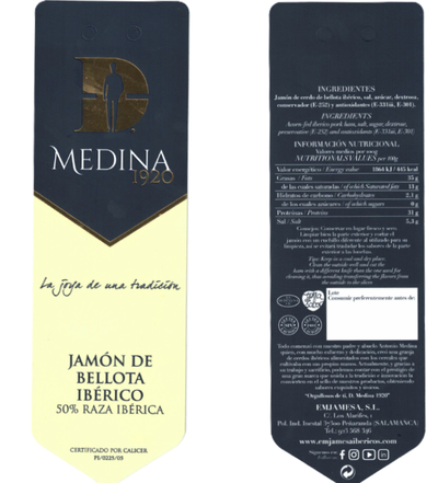 Jamón de bellota ibérico 50% raza ibérica al corte
