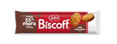 Galleta rellena con chocolate con leche Biscoff Lotus 110g