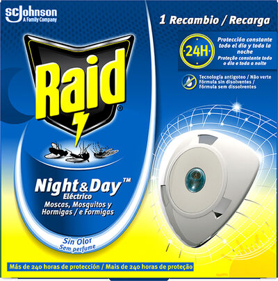 Insecticida electrico recambio Raid night&day para moscas mosquitos y hormigas