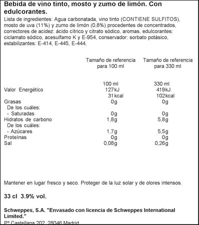 Tinto de verano La Casera 33cl lata lim&oacute;n