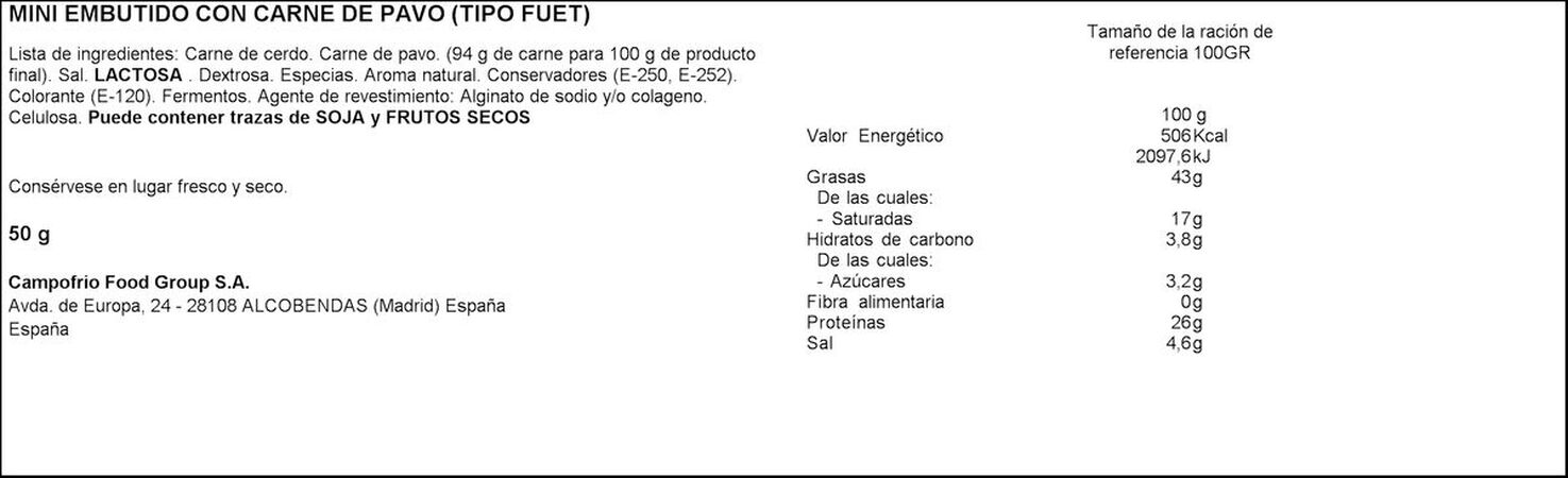 Minifuet de pavo Campofrío 50g