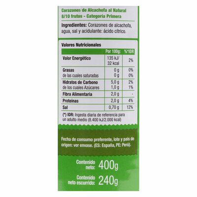Corazón de alcachofa Cynara 240g 8/10